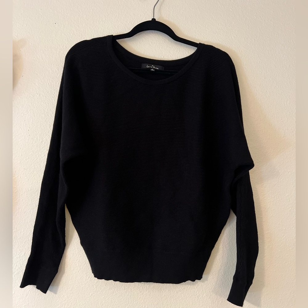 Love Tree Black Crew Neck Dolman Sleeve Sweater